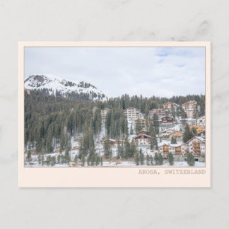 Arosa Switzerland Ski Town Cabin Art Postcard
