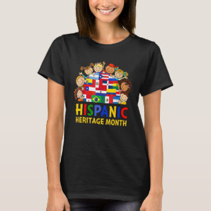Around Globe Hispanic Heritage Month Flags Boys Gi T-Shirt