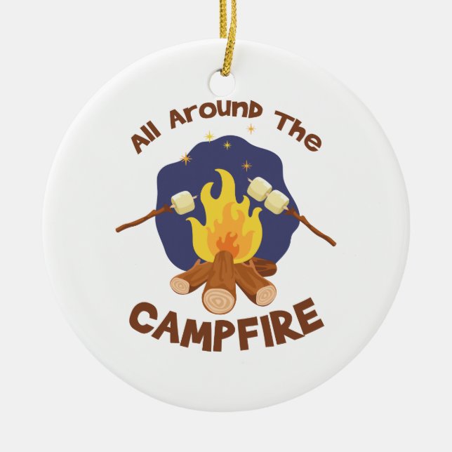 Around The Campfire Ceramic Ornament (Front)