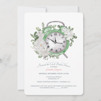 Around the Clock Bridal Shower Green Invitation