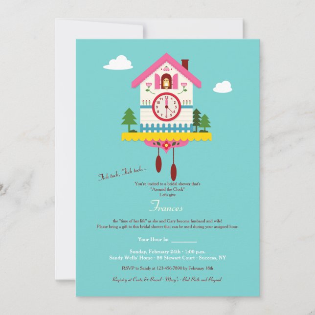 Around the Clock Bridal Shower Invitation (Front)