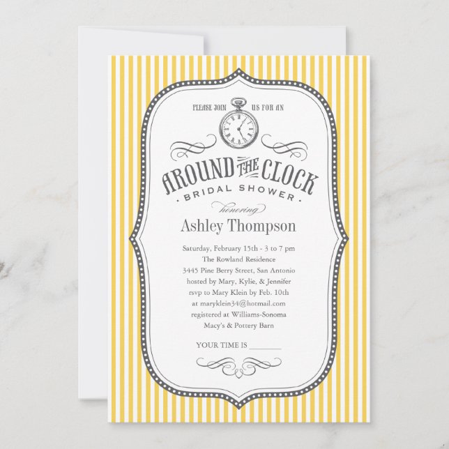 Around the Clock Shower Invitations (Front)