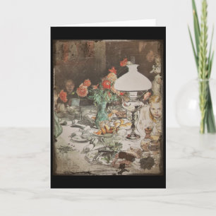 Around the Lamp at Mealtime Holiday Card