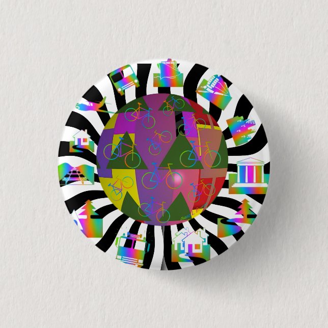 Around The World  1 Inch Round Button (Front)