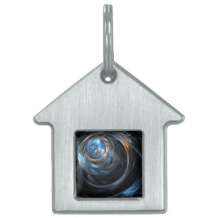 Around the World Abstract Art House Pet Name Tag
