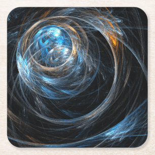 Around the World Abstract Art Square Paper Coaster