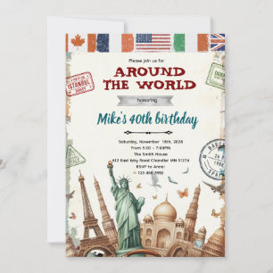 Around the World Birthday Invitation