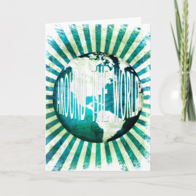 around the world : globe burst invitation (Front)