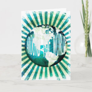 around the world : globe burst invitation