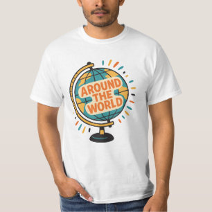 Around the World Globe Travel Adventure Typography T-Shirt