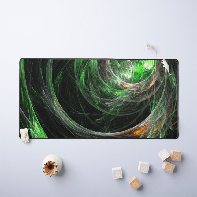 Around the World Green Abstract Art Desk Mat (Kids Table)