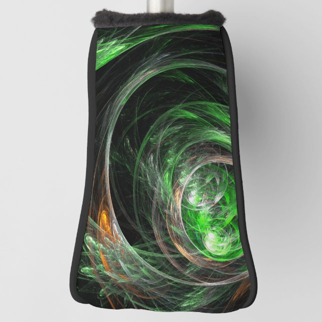 Around the World Green Abstract Art Golf Head Cover (Rotate 90)