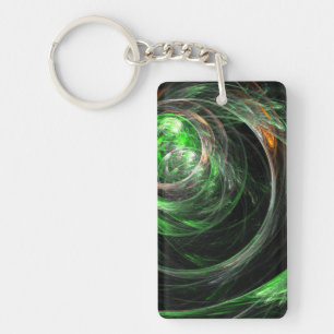 Around the World Green Abstract Art Keychain