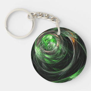 Around the World Green Abstract Art Keychain