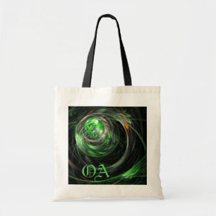 Around the World Green Abstract Art Monogram Bag