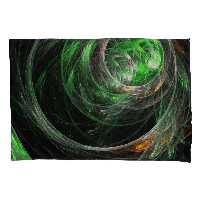 Around the World Green Abstract Art Pillowcase (Front)
