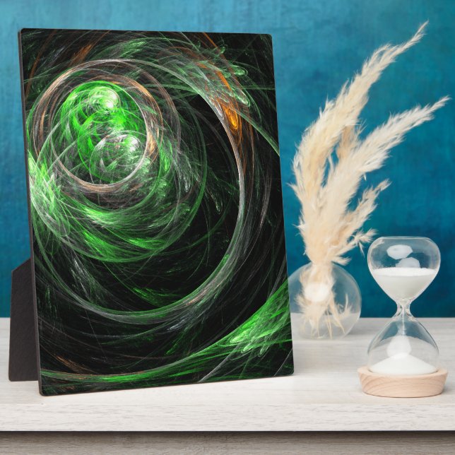 Around the World Green Abstract Art Plaque (Side)