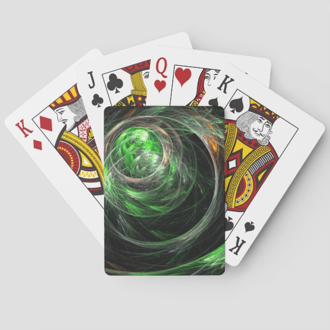 Around the World Green Abstract Art Playing Cards (Back)