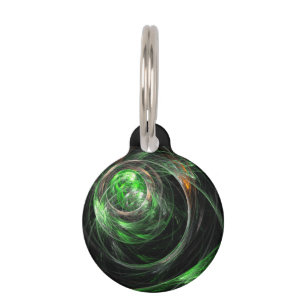 Around the World Green Abstract Art Round Pet Tag