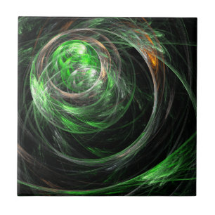 Around the World Green Abstract Art Tile