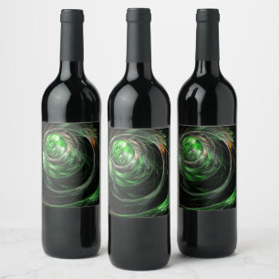 Around the World Green Abstract Art Wine Label
