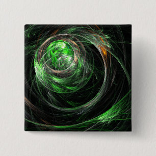 Around the World Green Abstract Button (square)