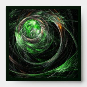Around the World Green Abstract Square Envelope