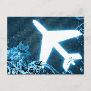 around the world : hi-fi plane invitation postcard