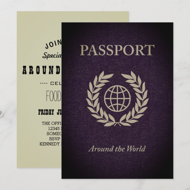 around the world passport invitation (Front/Back)