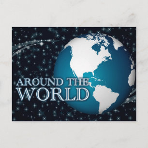 around the world : starshine invitation postcard