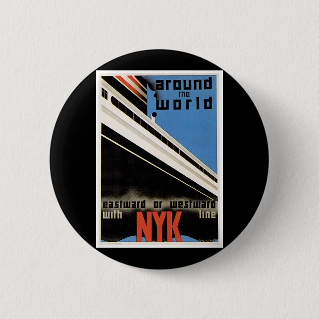Around the World with NYK 2 Inch Round Button (Front)