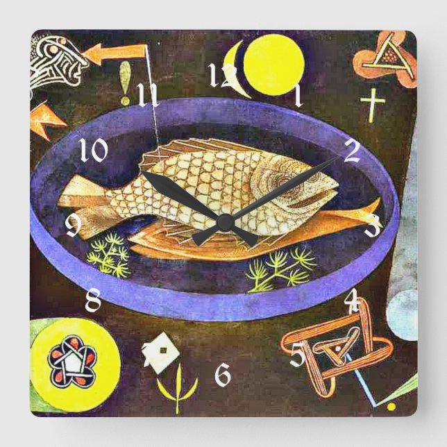 Aroundfish Square Wall Clock (Front)
