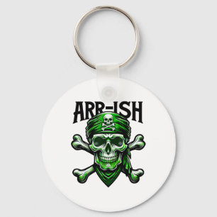 Arr-ish Irish Pirate St. Patricks Day Skull Keychain