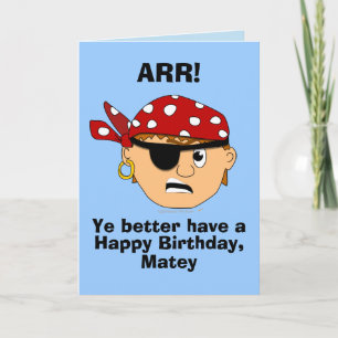 Arr Pirate Boy Funny Birthday Card Modèle