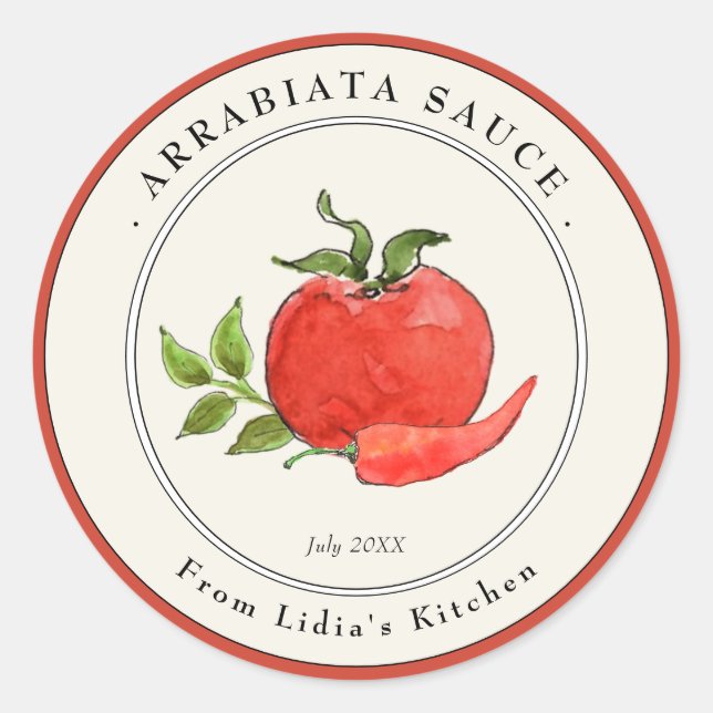 Arrabiata Pasta sauce Jar label (Front)