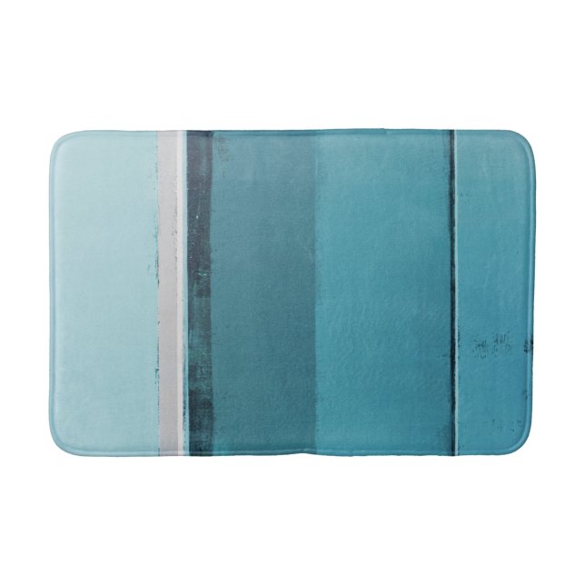 'Arrange' Teal and Grey Abstract Art Bath Mat (Front)