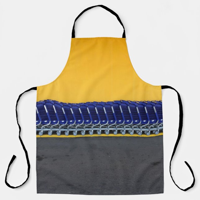 Arranged blue grocery carts apron (Front)