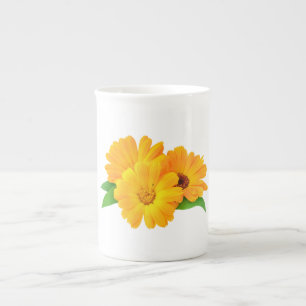 Arranged Calendula Flowers Bone China Mug