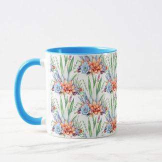 arrangement of vibrant succulent plants mug