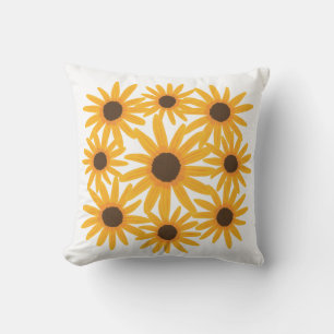Array of Yellow Sunflowers Floral Pillow