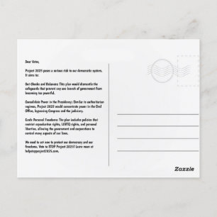Arrêter la carte postale Project 2025