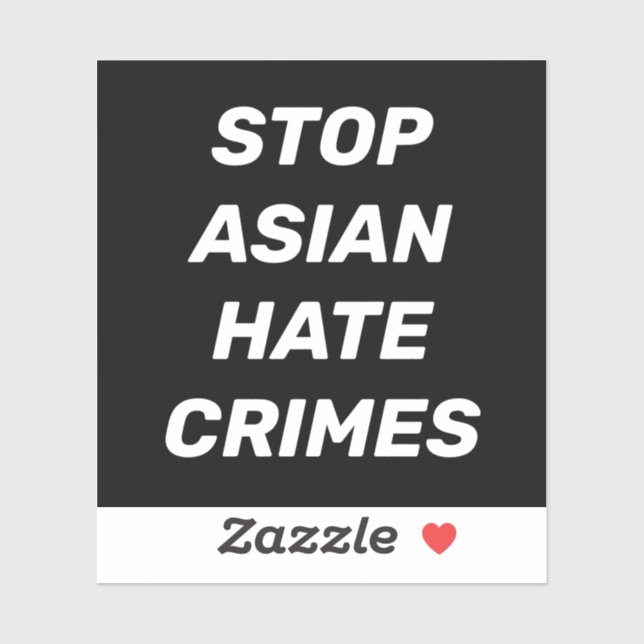 Arrêter les crimes de haine en Asie, Sticker noir  (Feuille)