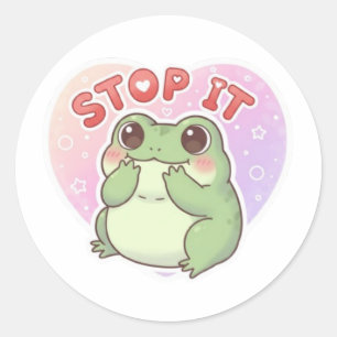 Arrêtez Autocollant Grenouille Mignonne Timide Gre