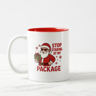 Arrêtez de regarder mon paquet Mug Santa deux tons