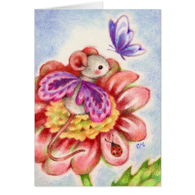 Arrêtez et sentez les fleurs - carte féerique (Devant)