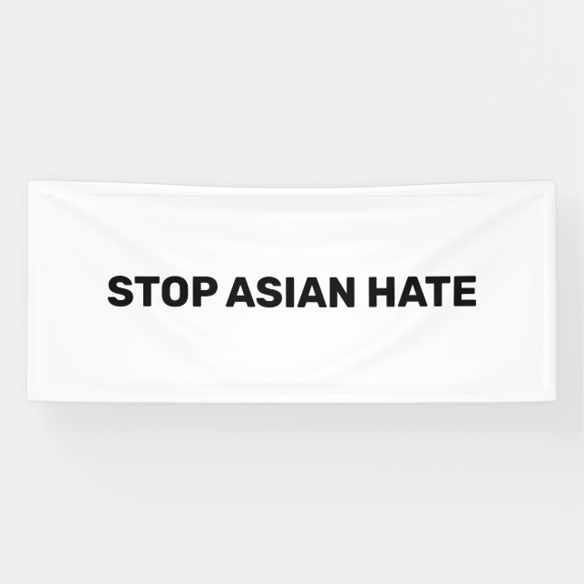Arrêtez la haine asiatique, bannière blanche noire (Horizontal)