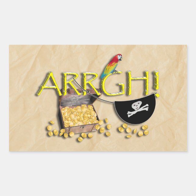 ARRGH! With Pirate Treasure, Parrot & Eye Patch Sticker (Front)