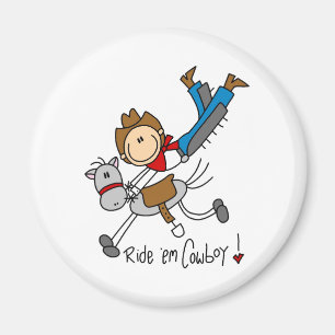 Arrière 'Em Cowboy Stick Figure Magnet
