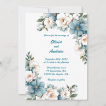 Arrière-plan bleu or : Faire-part de mariage