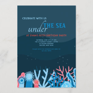 Arrière - plan de corail Invitation de fête d'anni